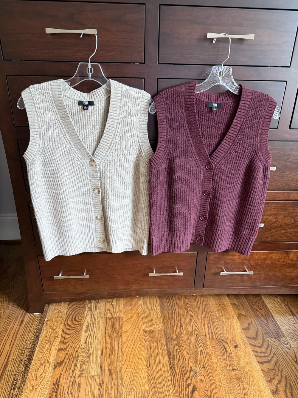 Frye Beige & Burgundy Sweater Vests